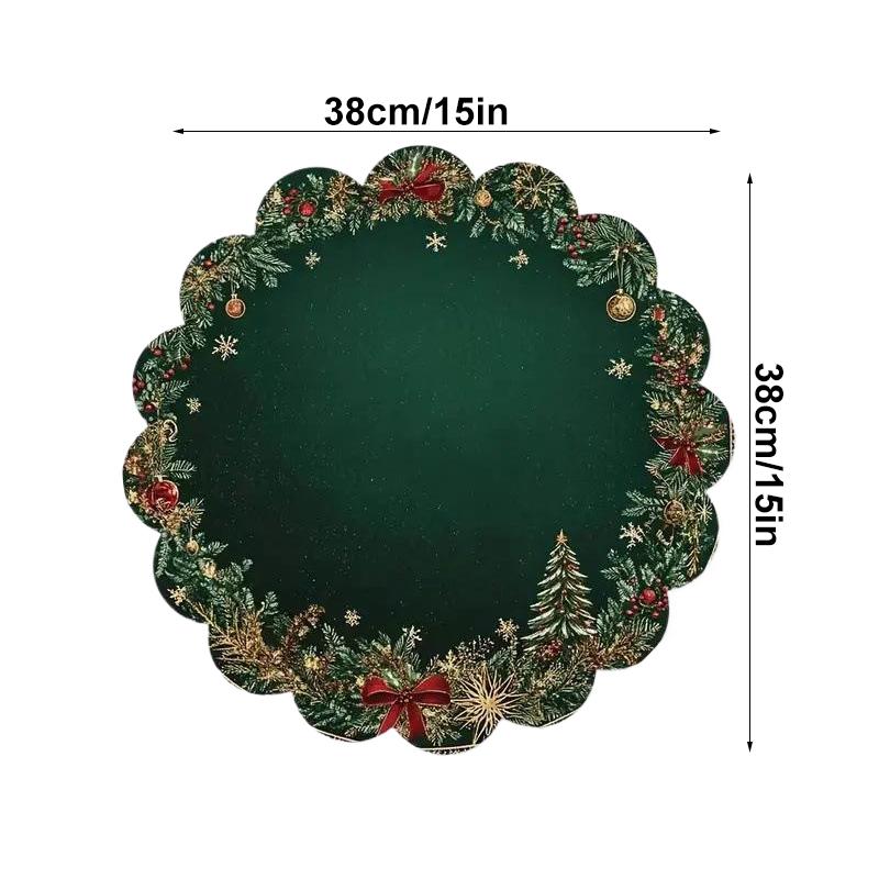 1 st Bordsunderlägg Fest Placemat Matbord Tryckt Jul Polyester Kök Rund Matbord 38x38cm