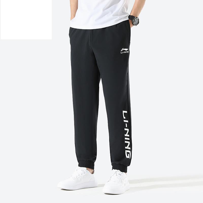 Li-Ning Summer Lightweight Quick-Dry Short Sleeve T-Shirt And Shorts Casual Sports Set Men Sportswear Black ATSV597-2+AYKU909-1