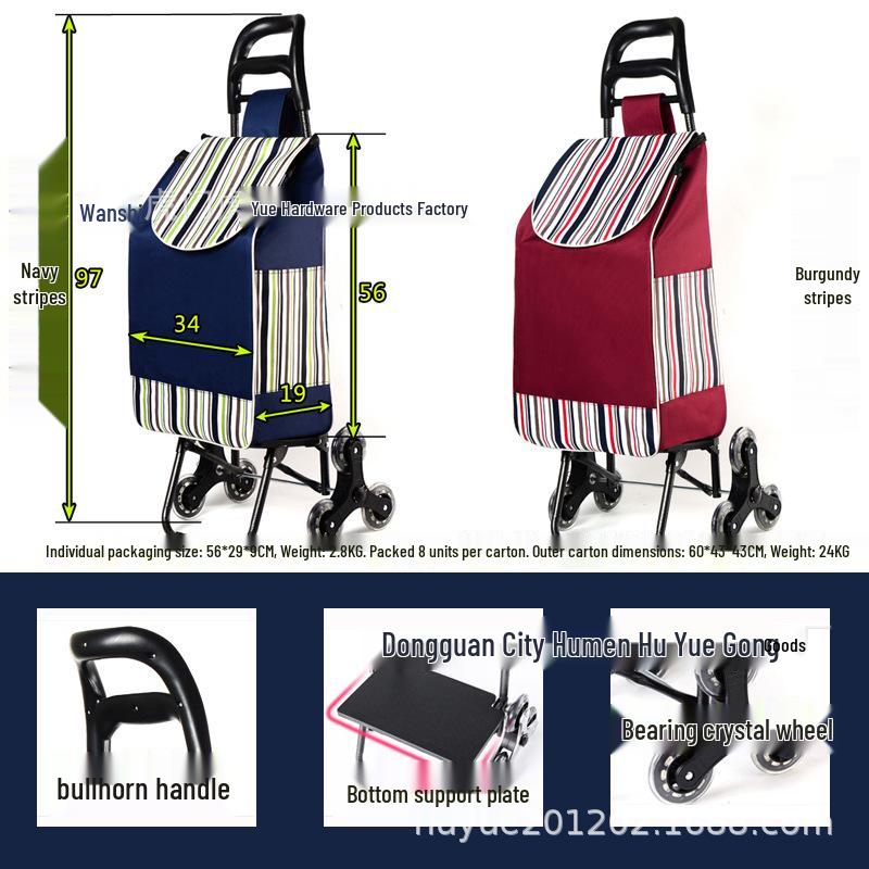 Three-Wheeled Foldable Shopping Cart with Chair, Stair-Climbing Handcart for Elderly, Ideal for Supermarket and Vegetables.