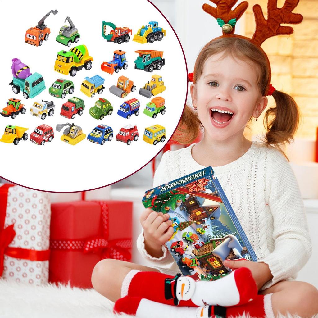 2025 Christmas Countdown Calendar 24 Days Countdown Calendar With Pull-Back Car for Kid Small Vehicle Model for Toddler Girls