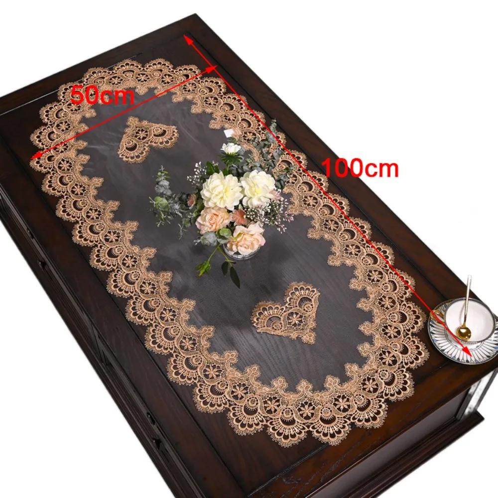 Retro Dacron Tea Cover Oval Shape European Dining Runner Embroidered Cabinet Covers Home