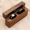 Fashion Wood Ring Box for 2 Rings Slim Double Ring Storage Holder Modern Wedding Ring Bearer Box Decorative Box with Lid