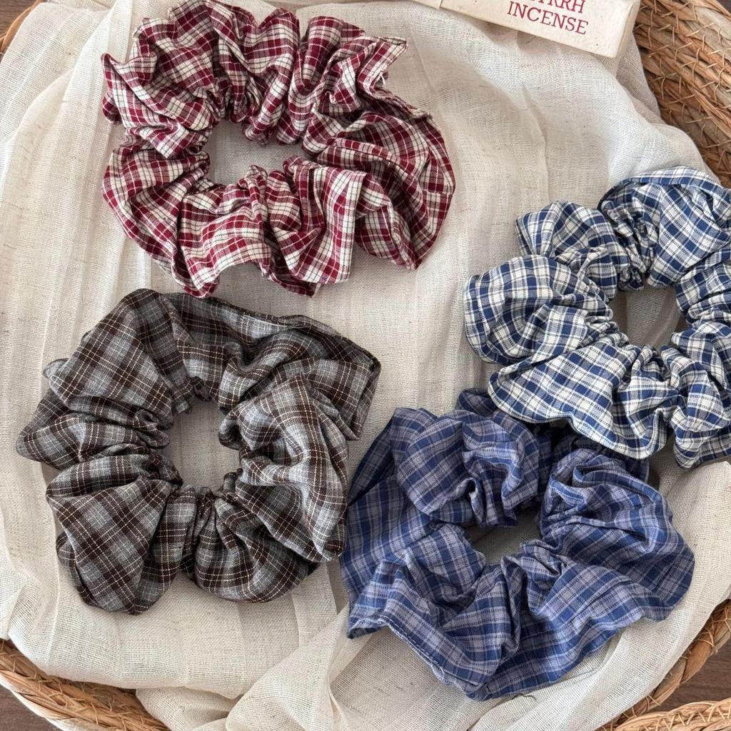 Retro Plaid Large Intestine Hair Tie - Elastic Ponytail Holder & Hair Accessory
