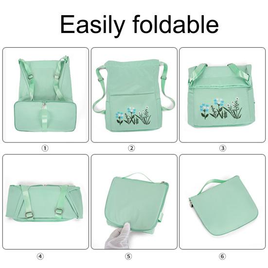Folding Storage Bag Large Capacity Waterproof Adjustable Embroidery Design Inner Zipper Multifunctional Oxford Cloth Women Embroidered Backpack Travel