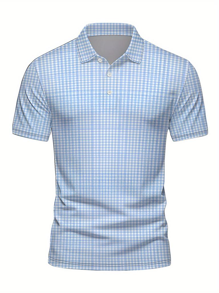 Men'S Short-Sleeve Shirt with a Flat Digital Print Design - Non-Textured
