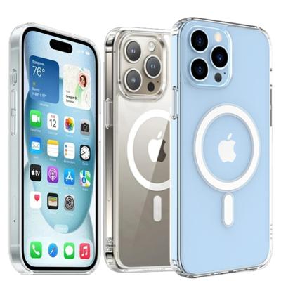 Kristallklare magnetische Hülle für iPhone 16 15 14 Plus 13 11 12 Pro Max Hülle Kompatibel mit Magsafe Kabellose Ladehülle Abdeckung
