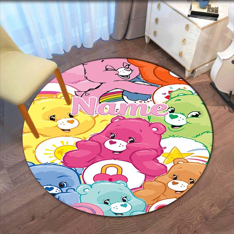 Custom Name Bear Printed Round Rug Carpet Chair Rug Area Rug Entryway Doormats,for Office Chair Living Room Bedroom Kitchen Room.