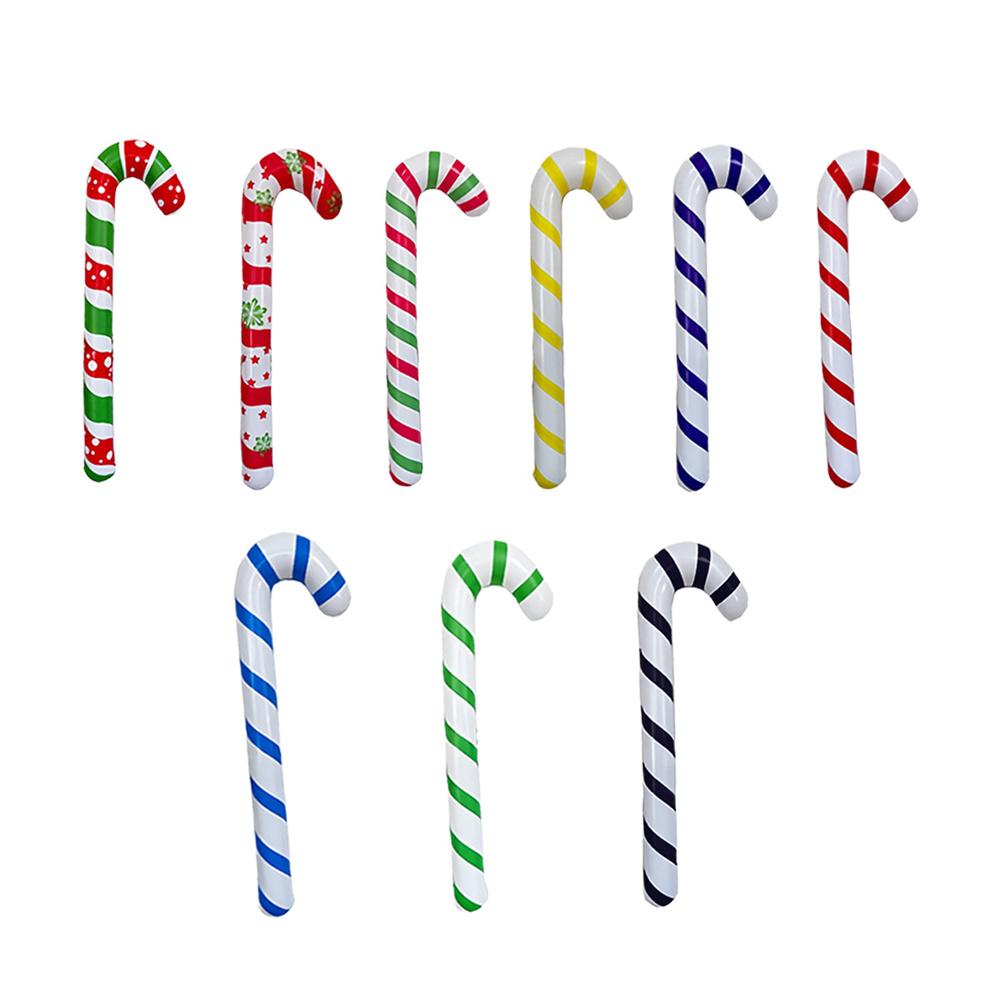 1 Stück PVC aufblasbarer Weihnachtsmann-Stock festlicher aufblasbarer Zuckerstangen-Dekoration bunter Weihnachtsanhänger Schmuck