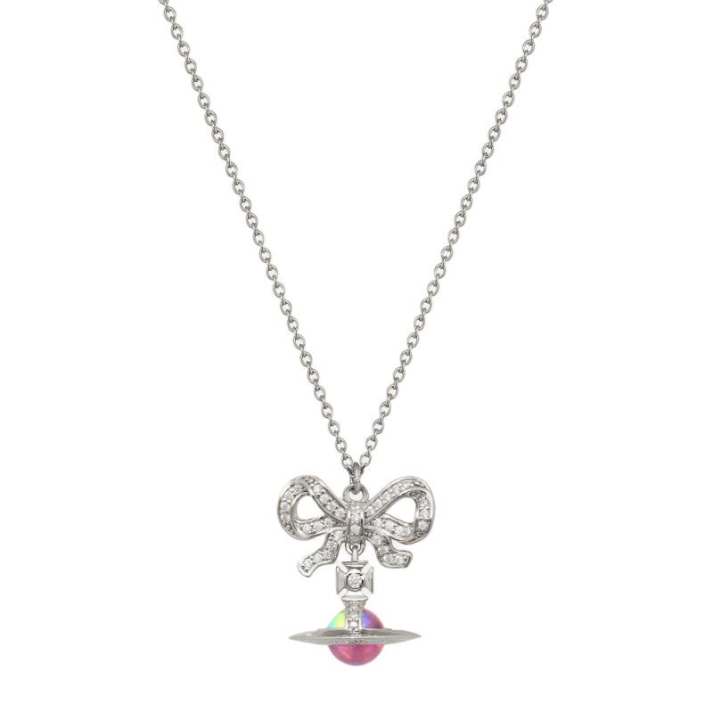 VIVIENNE WESTWOOD 3D Sphere Design Recycled Silver Necklace Women Necklace Pink 6302039G-01P700