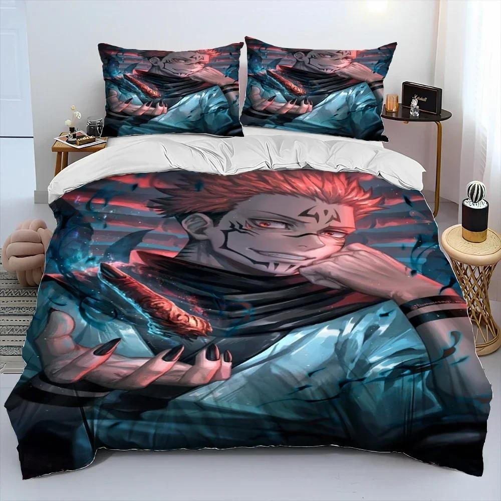 Comforter 3D Jujutsu Kaisen Anime Cartoon Bedding Set 3D Printed Suitable For Bedroom Kids Home Textile