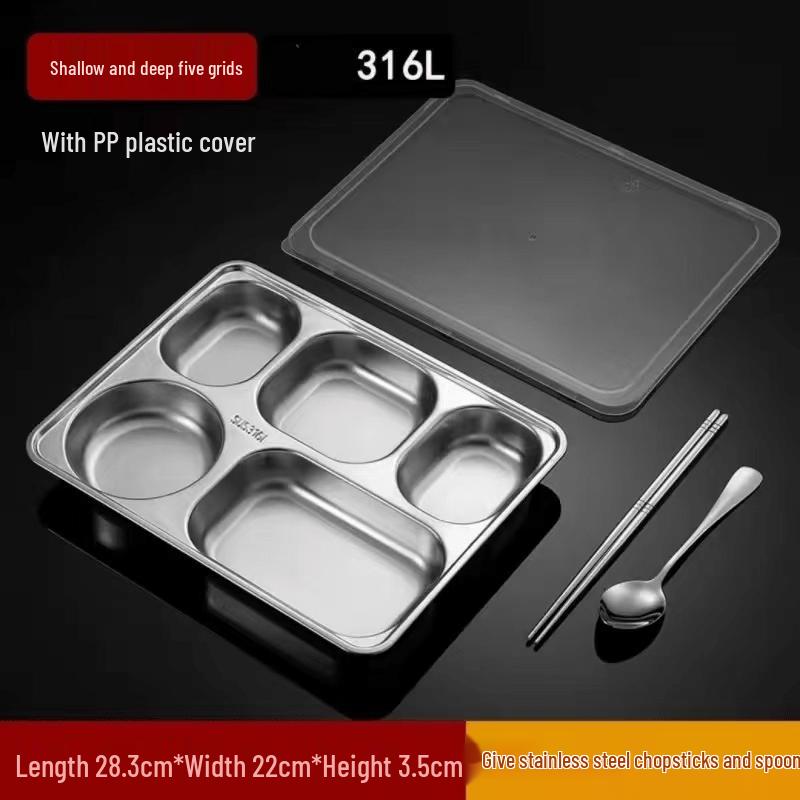 316 Stainless Steel Extra Thick Divided Canteen Lunch Box with Lid