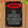 Vintage Metal Poster Wall Art, Warning Injury Sign Home Decor