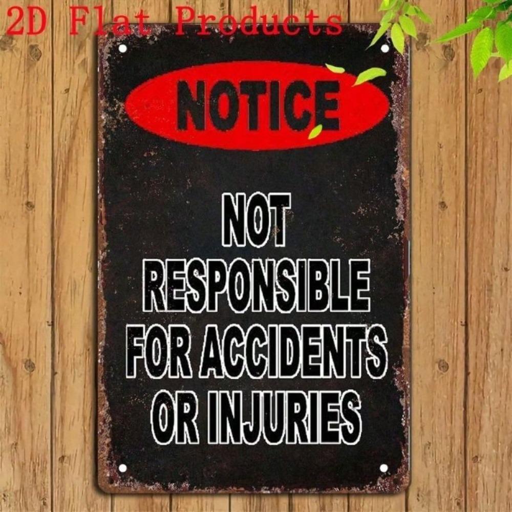Vintage Metal Poster Wall Art, Warning Injury Sign Home Decor