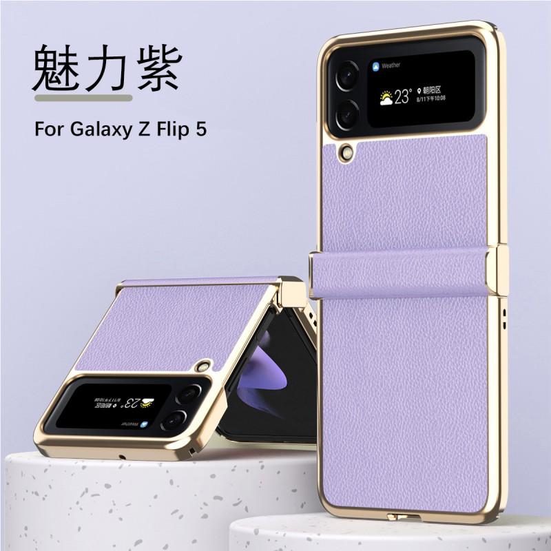 Galaxy Z Flip4 Case Full Coverage Leather PC Cover With Hinge Protection Anti-Scratch Drop Proof Women Men