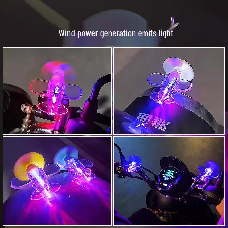Wind-Powered LED Color Light Airplane Ornament for Cars and Motorcycles