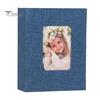 Portable Photo Album Linen Cover Picture with Front Window 100 Photos Durable 4x6 Slip-in Book for Wedding Vacation Family Baby Pictures