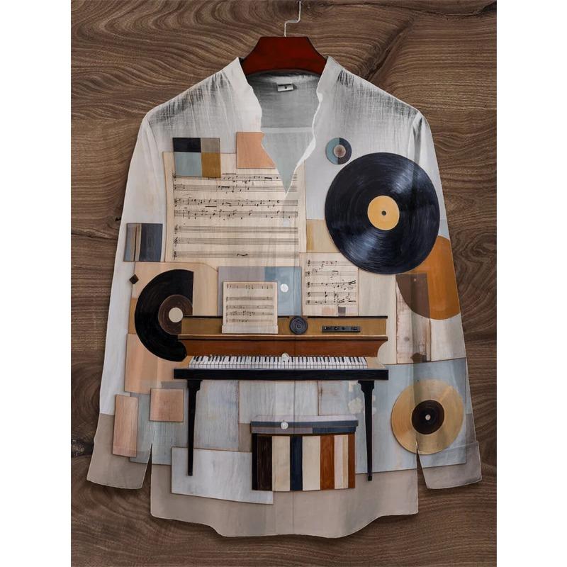 Men's Linen Cute Cat Printed Casual Shirt 3D Animal Printed Classic Long Sleeve Fashion Hawaiian Men's Shirt Top
