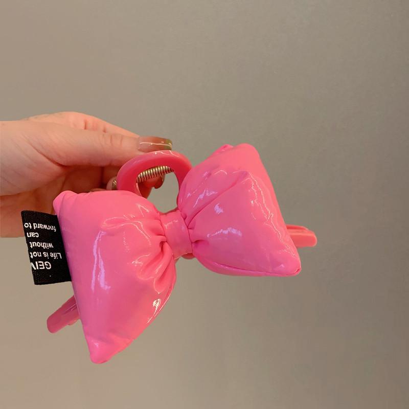 Серебристая 3D черная заколка-краб с бантом - Роскошный аксессуар для прически принцессы