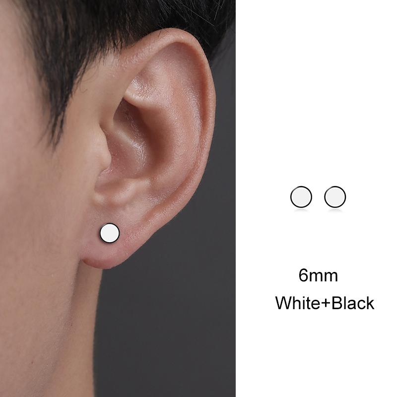 Trendy HipHop Titanium Steel Round Men's Stud Earrings Hippie Stainless Steel Black Drip Earings for Men Couple Piercing Jewelry