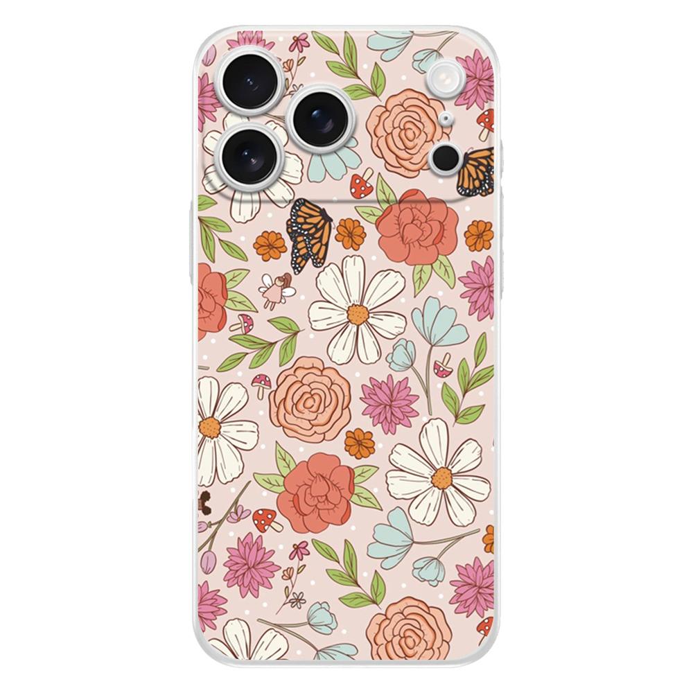 Soft Clear Phone Case For iPhone 17 Air 16E 16 11 15 14 Pro MAX 12 13 7 8 Plus SE Easter Cover Stylish Flower Patterned Design