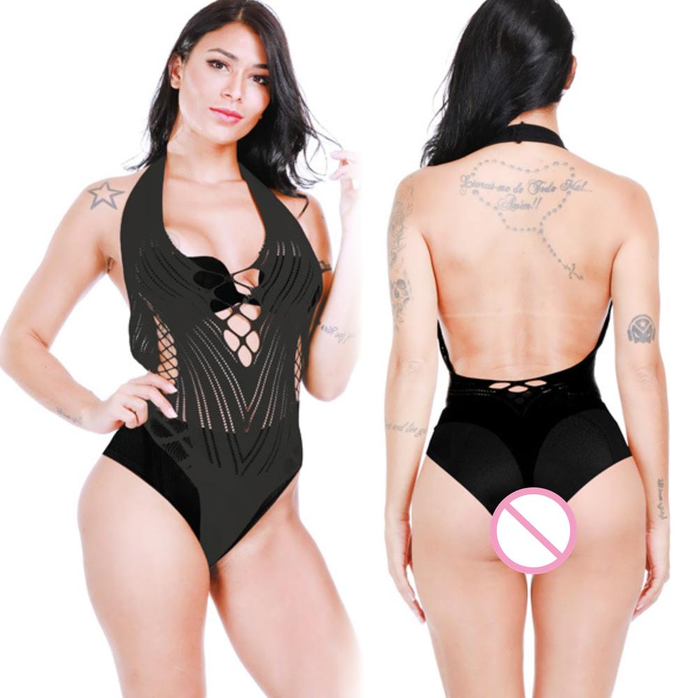 New Sexy Bodycon Lingerie Outfits Women Mesh Transparent Temptation Bodysuit Erotic Fishnet Slim Jumpsuit Costume Nightgown