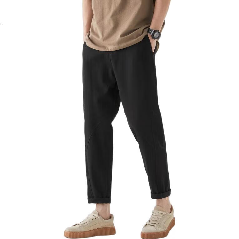 CLOR Pure Cotton American-Style Cargo Pants for Men, Spring And Summer Style, Trendy Loose Straight-Leg Trousers, Casual Pants CM04 Black Size M