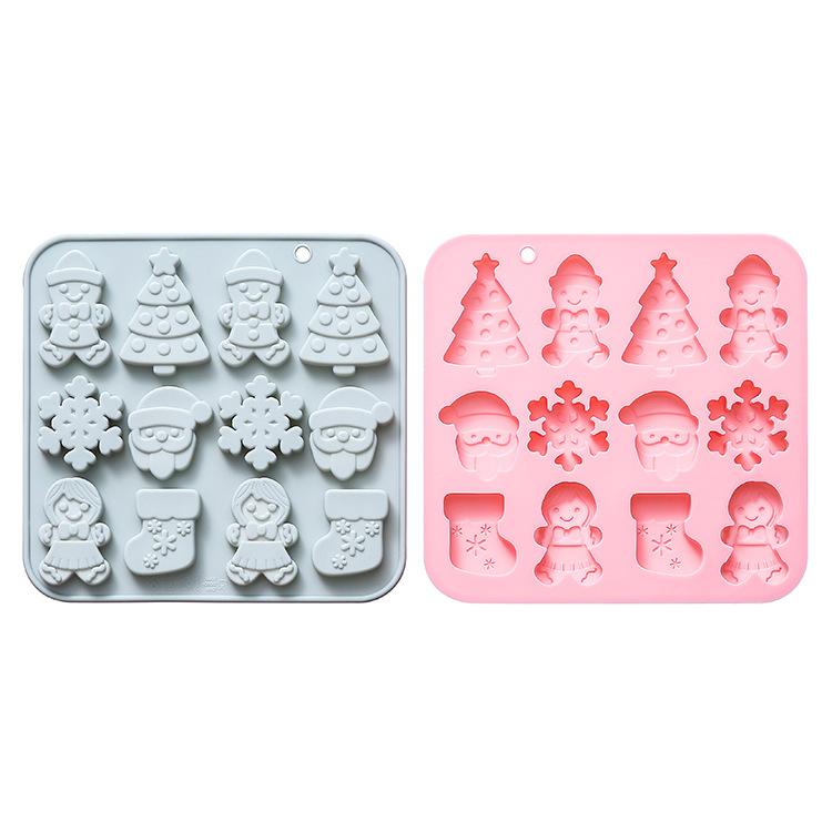 Christmas Silicone Molds Gingerbread Man Santa Claus And Sock-Shaped Baking Molds Perfect For Christmas Party Desserts