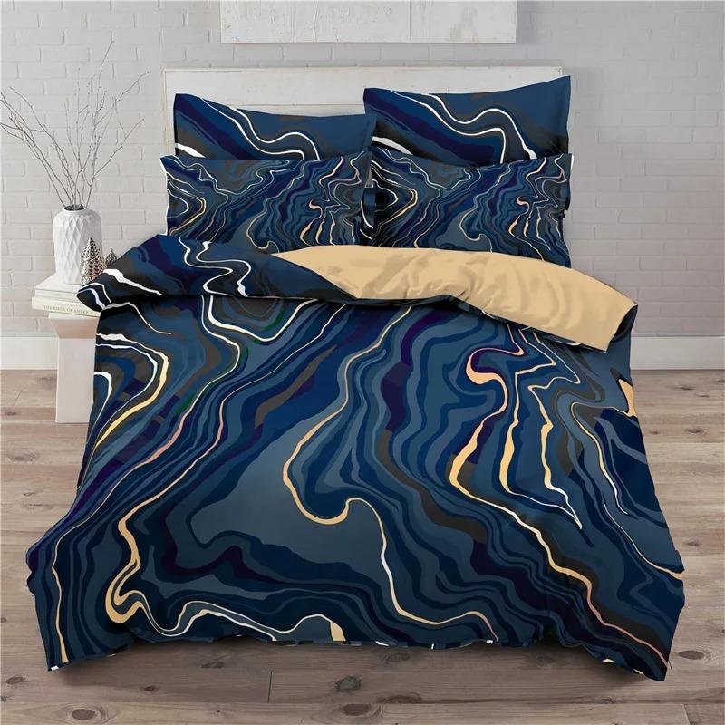 Marble Duvet Cover Gold Giltter Marble Print Bedding Set Microfiber Abstract Geometric Quilt Cover Twin King For Boys Girl Adult EU single(135x200cm)