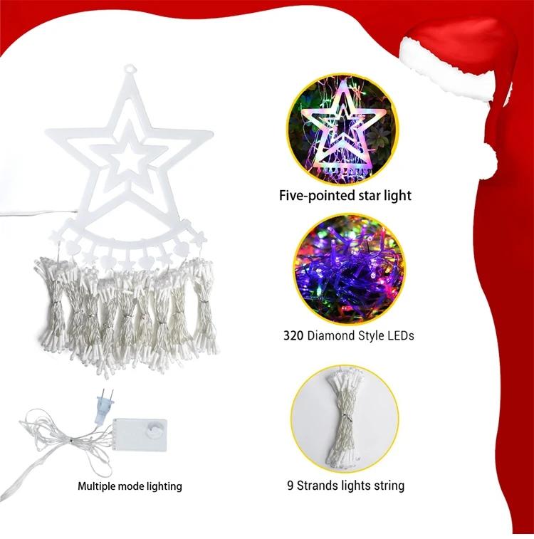 LED Star Waterfall Lights Indoor/Outdoor Christmas String Lights for Xmas Tree Ornaments Home Decor Navidad Gifts New Year