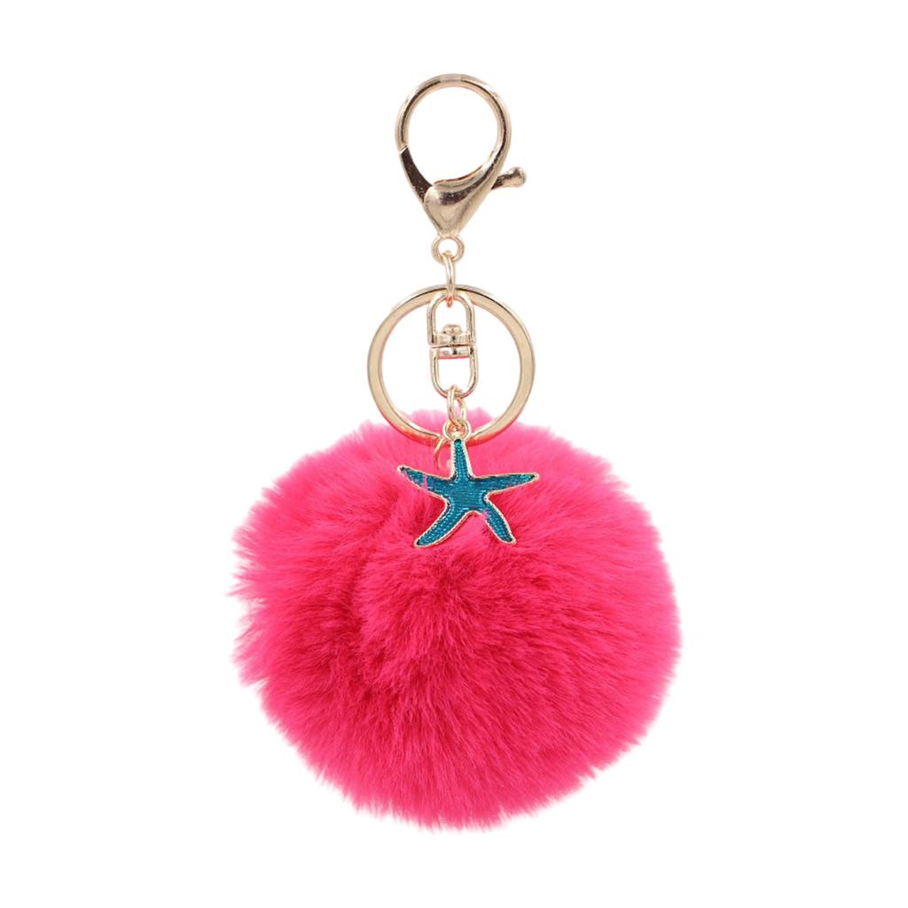 Soft Plush Starfish Keychain Accessory Durable Starfish Furry Sphere Keychain Key Chain Accessory for Fashion Lovers