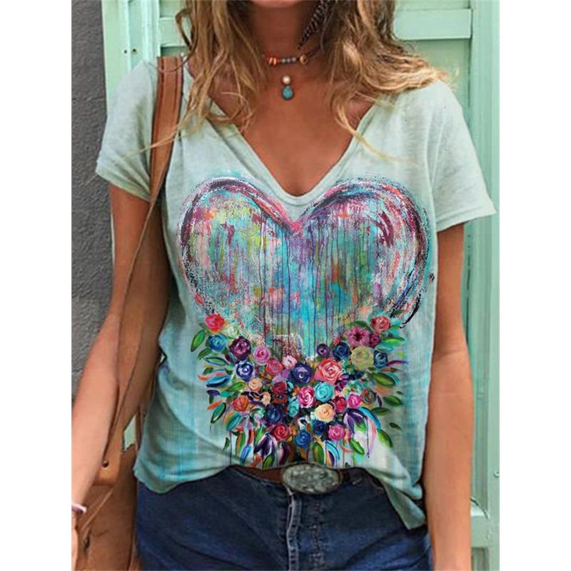 Women's Summer Printed Short Sleeve Top 3D Printed T-Shirt