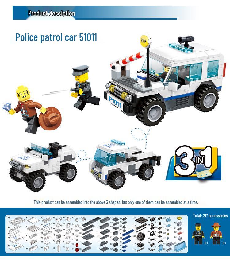 Wange City Police Airplane Building Blocks - Parent-Child Interactive Toy