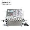 ZONESUN ZS-DPYT12P 12 Heads 50-4000ml Semi Automatic Diaphragm Pump Juice Liquid Bottle Water Filling Machine