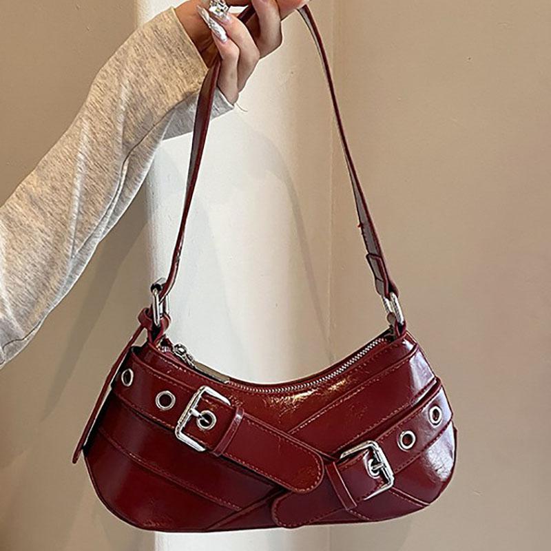 Damskie retro czerwone torby ze skóry PU uniwersalne torby na jedno ramię proste damskie torby wiszące modne torby nowe