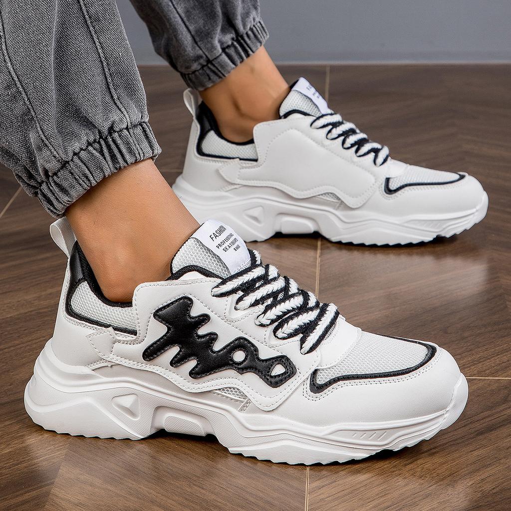 TUINANLE Man's Sports Shoes Mesh Breathable Platform Sneakers Men Lace-up Thick Soled Running Shoes