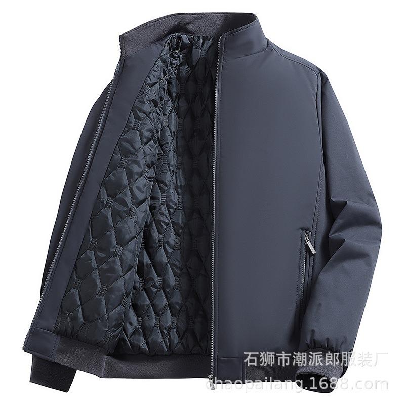 New High-end Executive Clothes Men's Warm Cotton-padded Clothes Medium and Old Autumn and Winter Fleece Thickened Plus Size Jacket