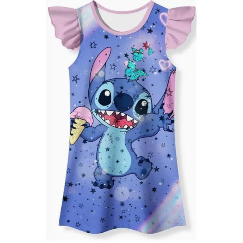 Disney Children s Nightgown Stitch Ruffled Flying Sleeve Skirt 140
