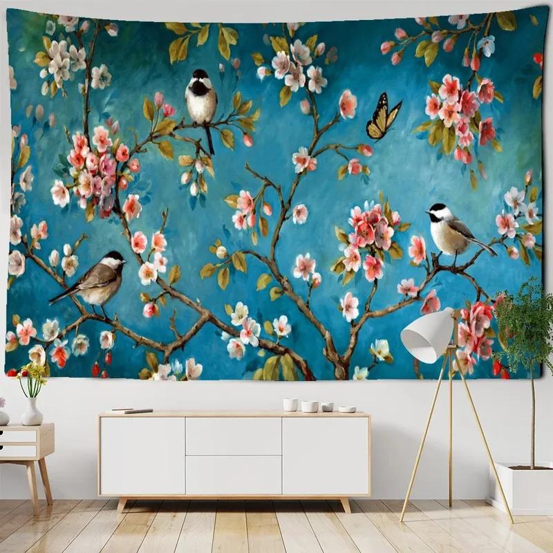 Цветочная картина маслом Стиль Гобелен Офис Гостиная Гобелен Домашний Настенный Декор Гобелен