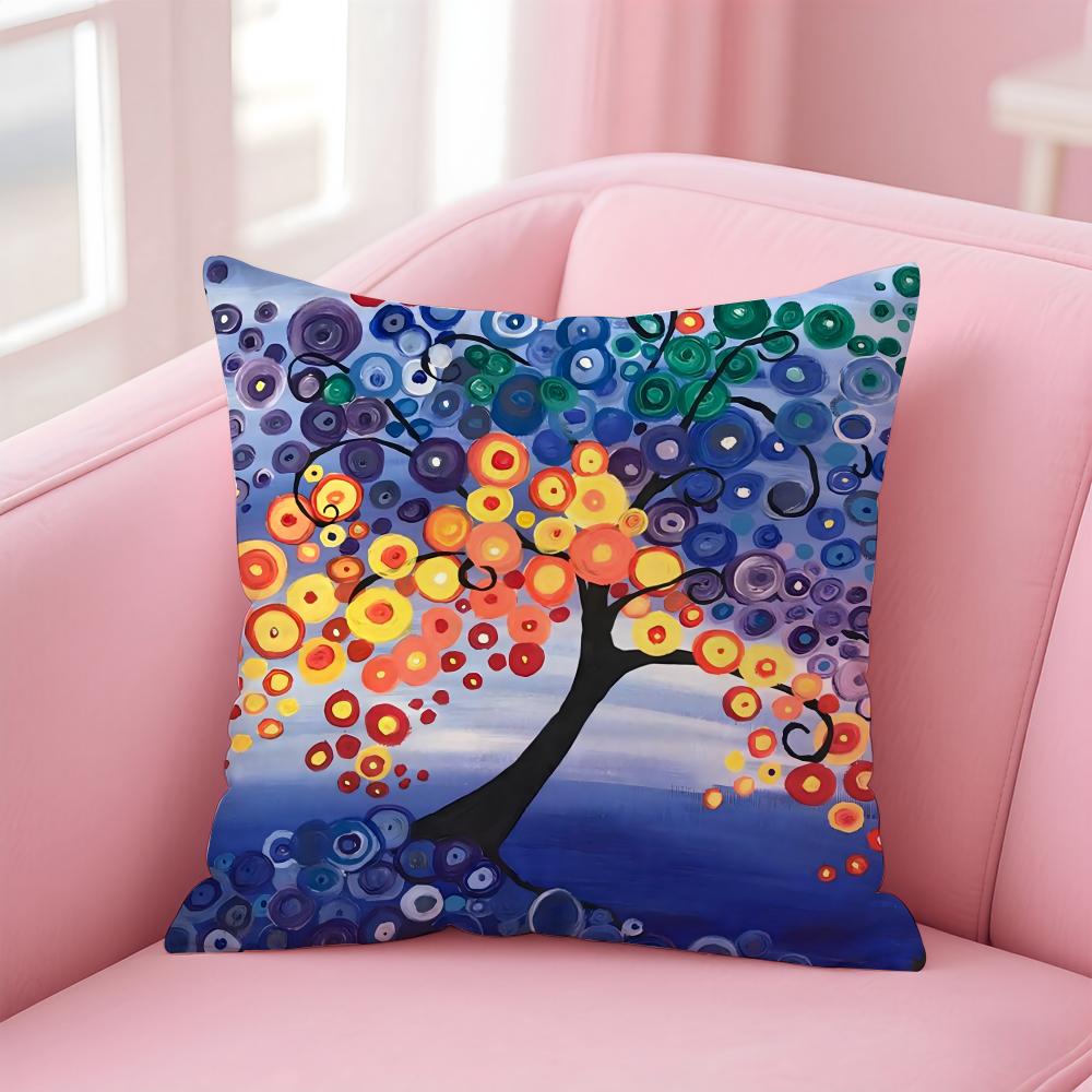 C-ColoredS T-TreeS Cushion Cover Comfortable Reversible Pillow Cover Ideal for Car Sofa Bedroom & Beyond