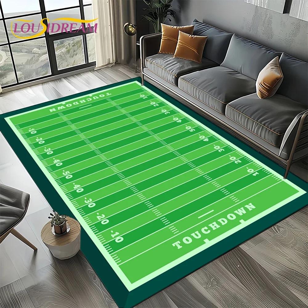 Tapis de dessin animé Terrain de rugby Rugby Football américain Tapis pour salon Chambre Décoration de maison Canapé, Tapis de sol antidérapant