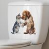 Katzen und Hunde schütteln der Toilette die Hand. Toilettenaufkleber für Badezimmer, Wandaufkleber zur Badezimmerverschönerung
