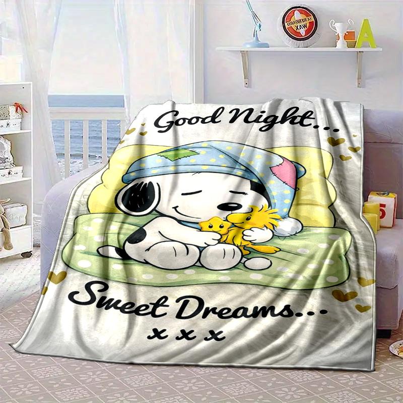 Cute Dog Dreams Under Stars Blanket Flannel Blanket for Bed, Sofa, Camping, Hiking, Picnic Essentials, Gift for Family Fan Gifts