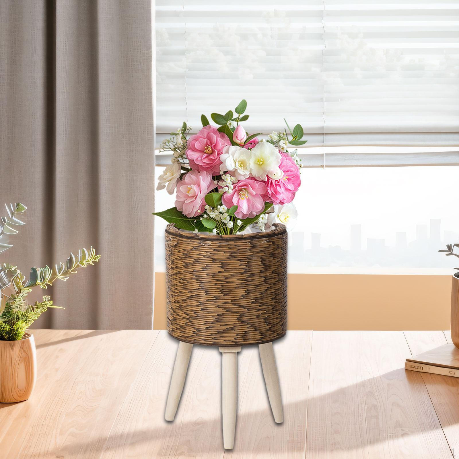 

Корзина плетеная с ножками декоративная кашпо устойчивый цветочный горшок деревянный для фермы коричневый