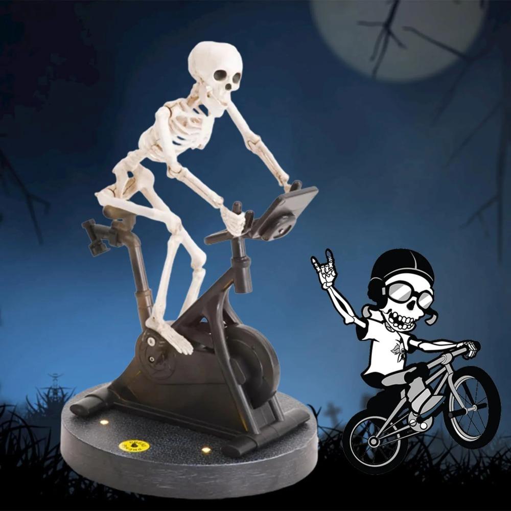 Animated Skeleton Riding Bike Resin Funny Animatronic Skeleton Decorative Novelty Skeleton Halloween Decor Party Favors