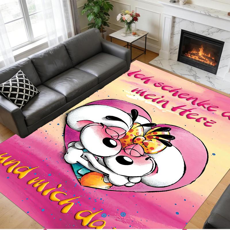 Diddl Print Crystal Velvet Plush Rug Anti?Slip Wear?Resistant Floor Carpet For Indoor Household Home Decoration
