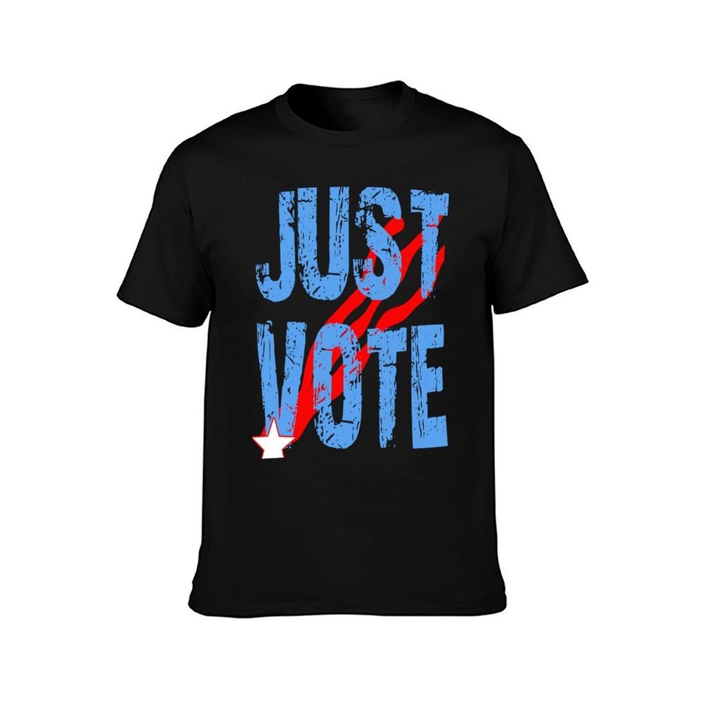 Just Vote Patriotisches Wahl Design T-Shirt Minimalistisch Lässig Kurzarm Top