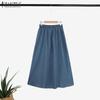 ZANZEA Women Casual Elastic Waist Loose Long Skirts