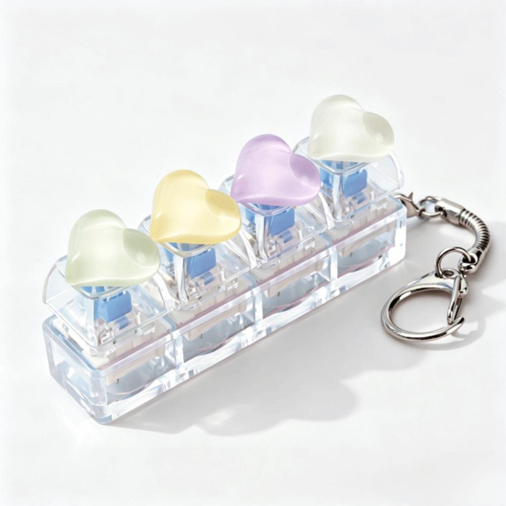 Heart Heart Keycap Fidget Keychain Crystal Clicker Button Keycap Keychain Adults