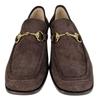 Pristine GUCCI Loafers Horsebit Brown Suede Leather Women 8 100 0442 Used