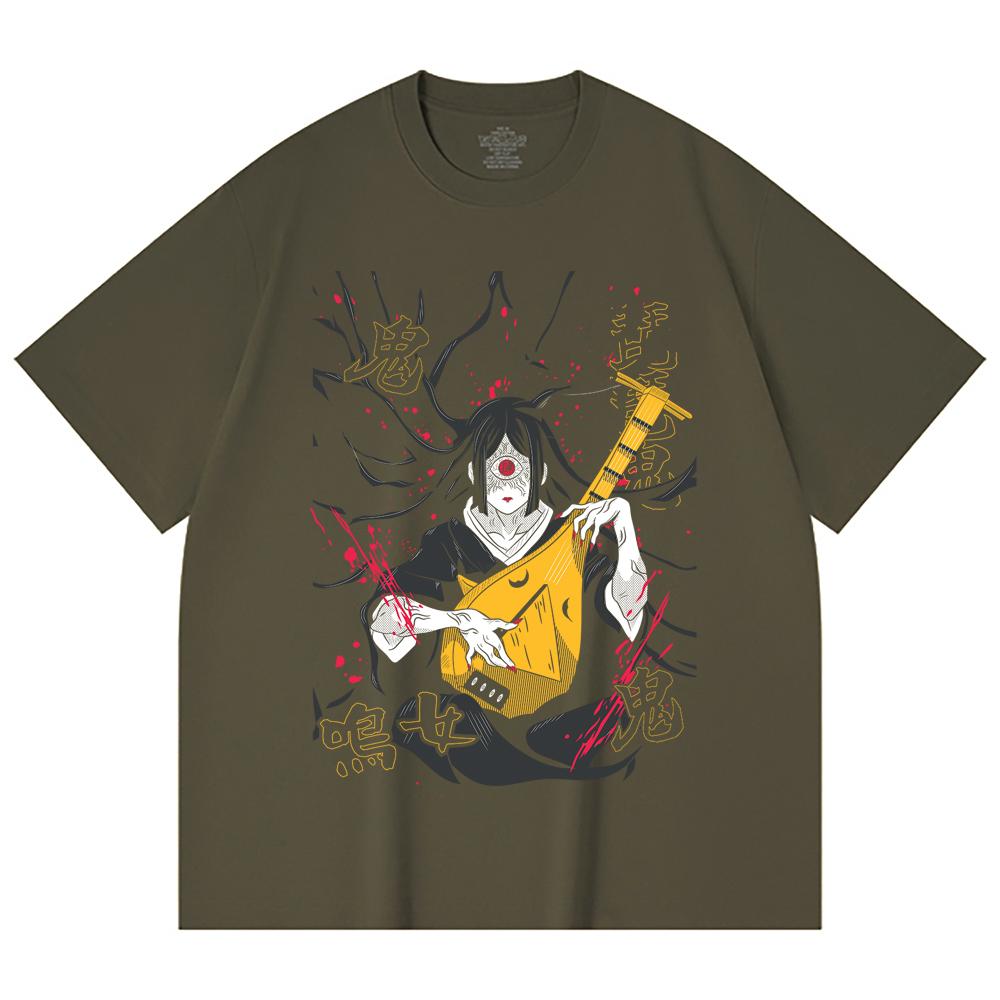 230 Gsm 100% Cotton Demon Slayer V54 Nakime Print Unisex Heavy Cotton T Shirt
